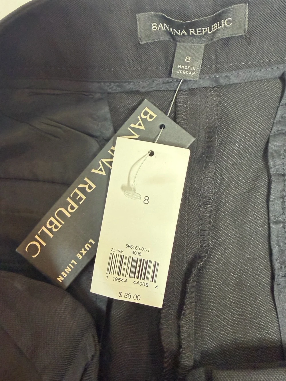 NWT Banana Republic Luxe Linen Wide Leg Cropped Pants Black Size 8